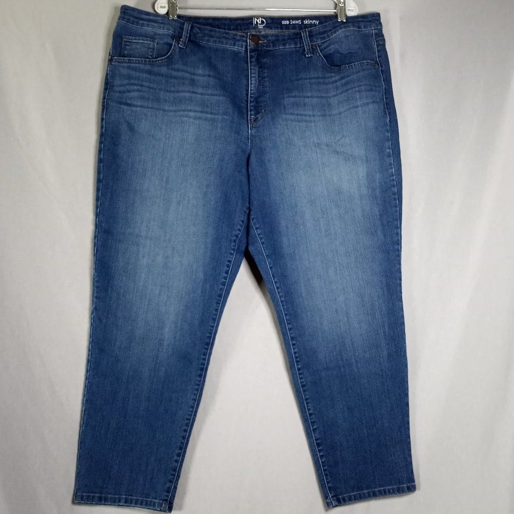 New Direction Curvy Skinny Jeans Medium Wash Women's Plus Size 24W Short